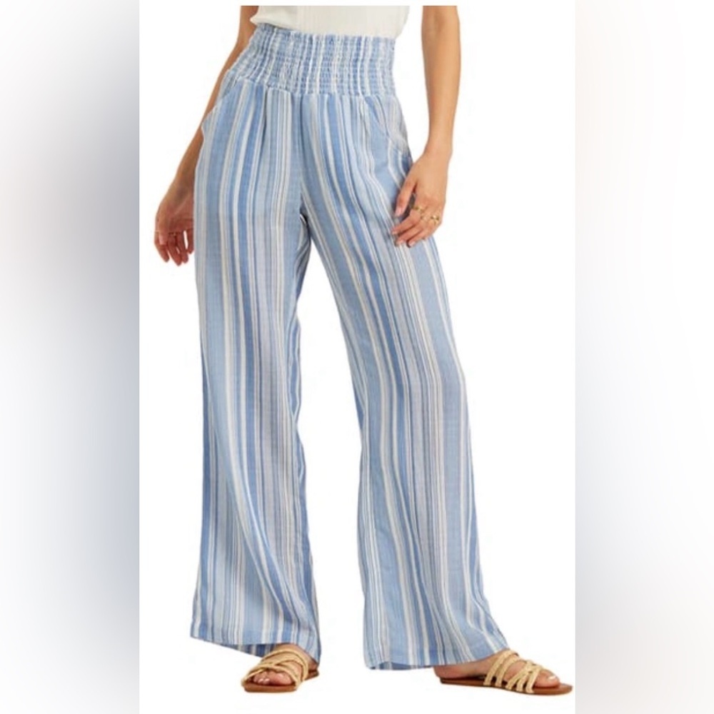 Billabong Blue and White Striped Wide Leg Pants